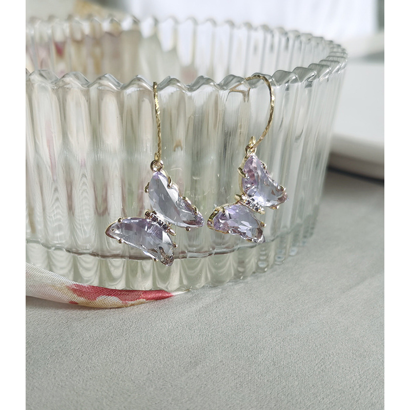Ear clips with amethyst, elegant earrings, silver 925 sample