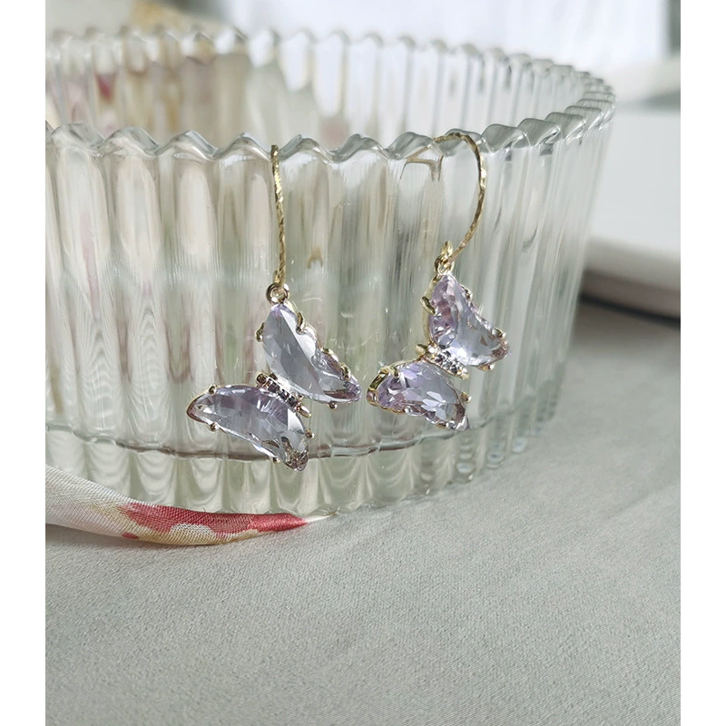 Ear clips with amethyst, elegant earrings, silver 925 sample