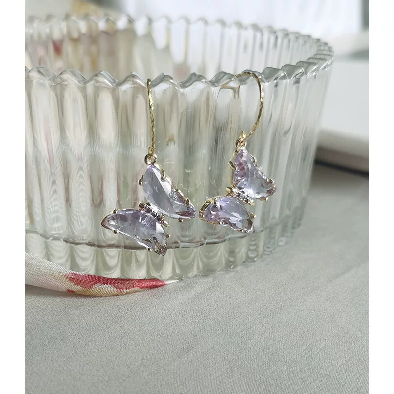 Ear clips with amethyst, elegant earrings, silver 925 sample