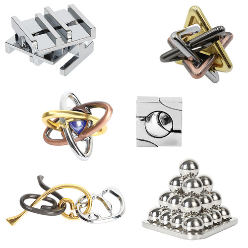 Puzzle zinc alloy intelligence ring unlocking set nine-link educational toy Kongming Luban lock mechanism box