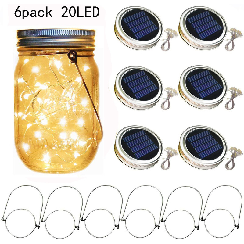 Solar Mason Jar Light Led Copper Wire Light String Starry Sky Fairy Tale Fairy Firefly Solar Mason Bottle Cap
