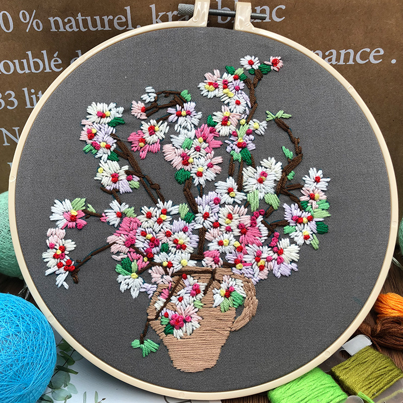 bordado 3d principiante artesanal creativo bordado diy material de flores de mano incluido tutorial