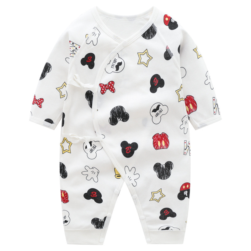 Nuevo bebé mono otoño puro algodón de manga larga de doble cara sin hueso dividida con cordones pierna mariposa mameluco