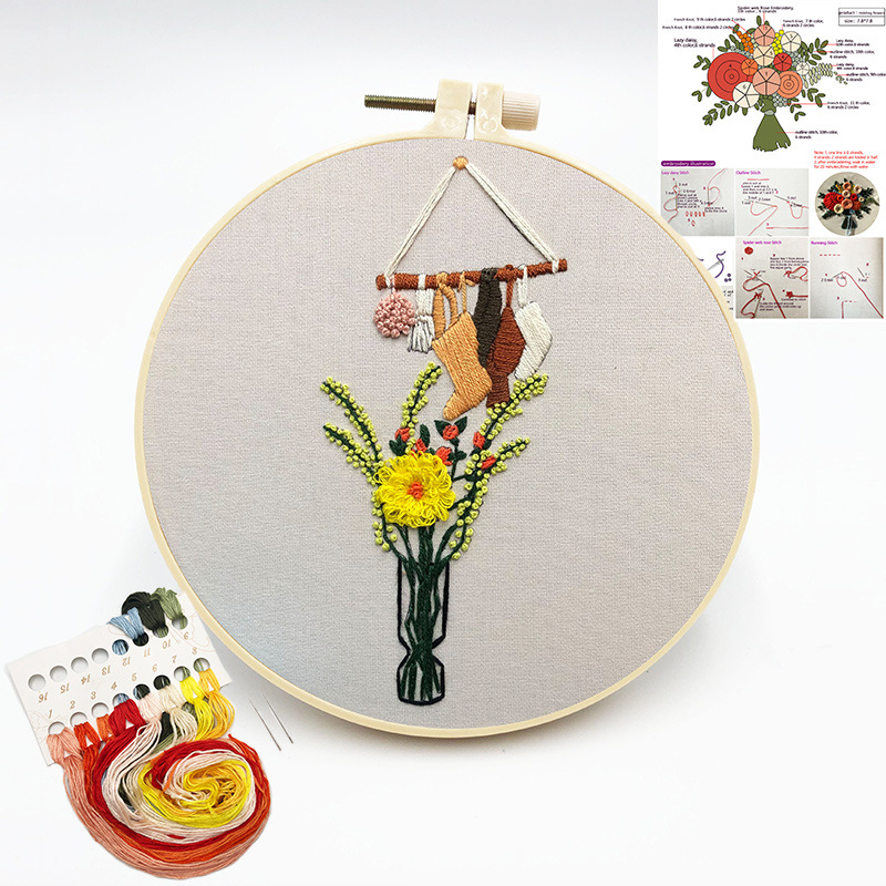 bordado 3d principiante artesanal creativo bordado diy material de flores de mano incluido tutorial