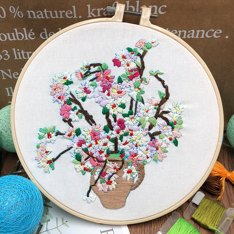 bordado 3d principiante artesanal creativo bordado diy material de flores de mano incluido tutorial