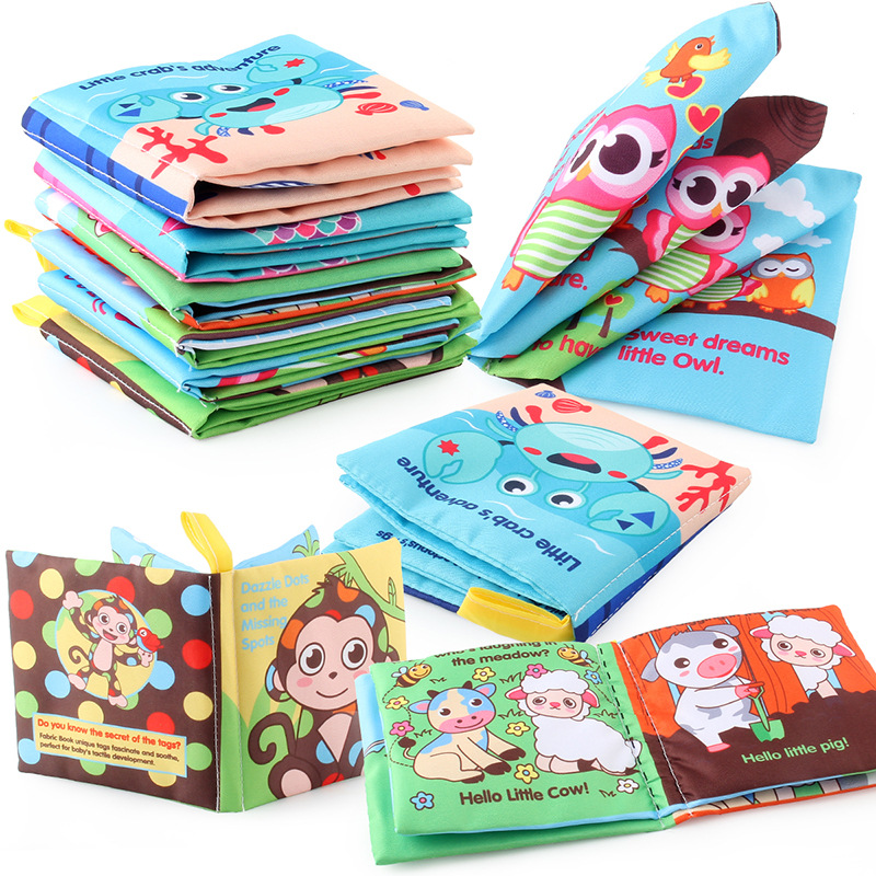 Rompecabezas de la iluminación de los niños con papel de timbre libro de tela de educación temprana lavable sin desvanecimiento sin desgarro libro de tela de Palma de bebé tridimensional