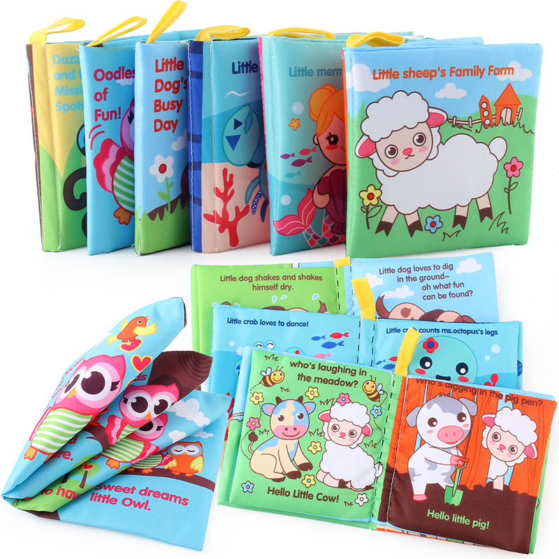 Rompecabezas de la iluminación de los niños con papel de timbre libro de tela de educación temprana lavable sin desvanecimiento sin desgarro libro de tela de Palma de bebé tridimensional