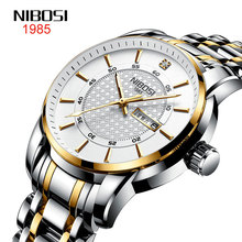 nibosi韩版时尚男表黑金钢带 休闲运动夜光防水爆款三眼六针手表