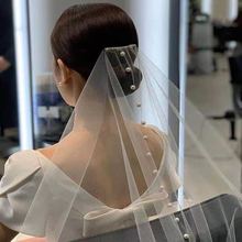 2020新娘新韩式头纱飘逸软纱2米长款钉珠精致结婚纱配饰女