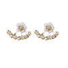 Earrings from pearl, Korean style, flowered, with snowflakes, wholesale