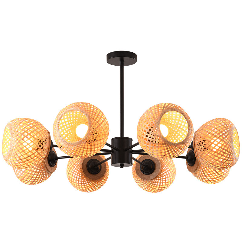 Nuevo estilo chino araña sala de estar lámpara de bambú pantalla de bambú arte araña magia frijol molecular personalidad creativa dormitorio comedor lámparas