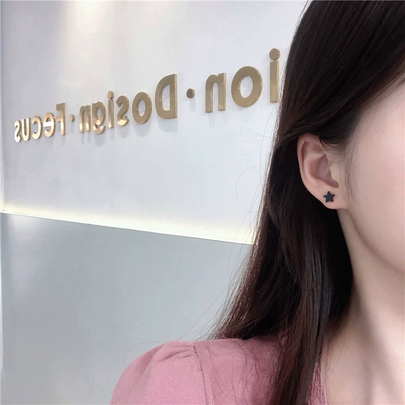 Серьги-люстры Sterling 925 со звездой, Ретро-панк маленький минималистичный дизайн, 7 × 0.5 см