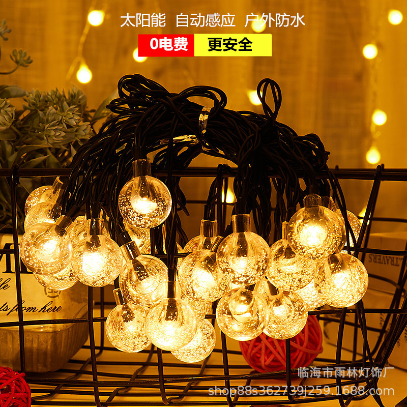 Al Aire Libre camping 30led solar burbuja bola Cadena de luz cristal burbuja Bola de colores luces Navidad Festival patio Decoración