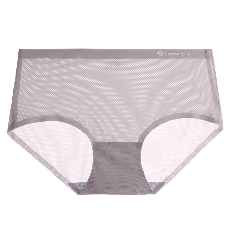 Ropa interior de las mujeres seda del hielo sin costura algodón entrepierna verano transpirable agujero delgada chica sexy Super transparente briefs