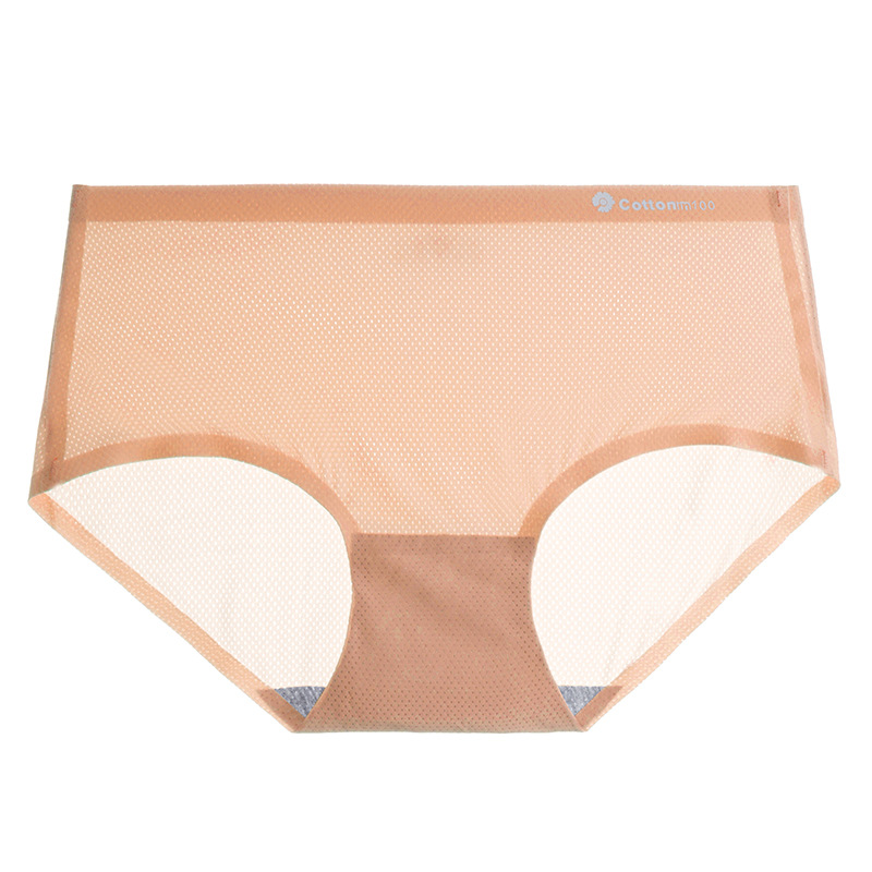 Ropa interior de las mujeres seda del hielo sin costura algodón entrepierna verano transpirable agujero delgada chica sexy Super transparente briefs
