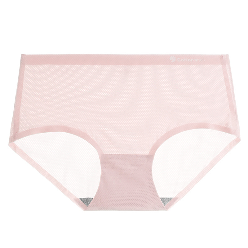 Ropa interior de las mujeres seda del hielo sin costura algodón entrepierna verano transpirable agujero delgada chica sexy Super transparente briefs