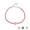 Accessory, birthday charm, red rope bracelet, platinum zirconium, European style, wholesale, simple and elegant design