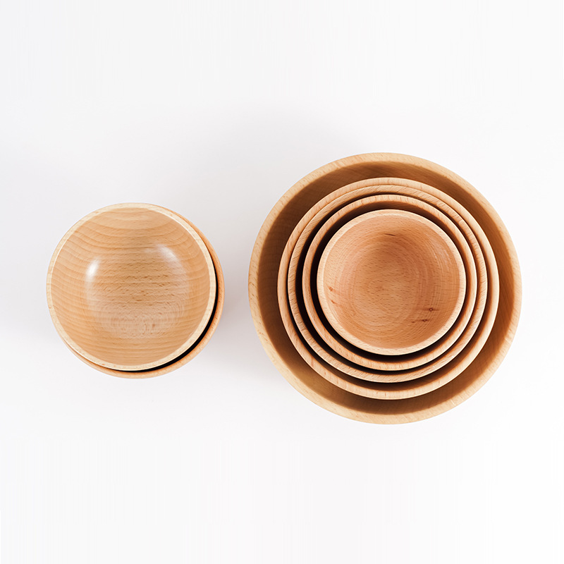 Tazón de madera para adultos para niños de haya Tazón de kimchi coreano de madera entera Tazón de arroz redondo para ensalada Cuenco de arroz doméstico Vajilla de madera al por mayor
