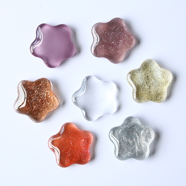 DIY美甲饰品展示板豆豆色卡梅花形状手工指甲油上色白胚玻璃材料