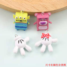 软胶卡通可爱立体手掌三眼仔小熊耳环小吊坠 DIY饰品配件手工材料