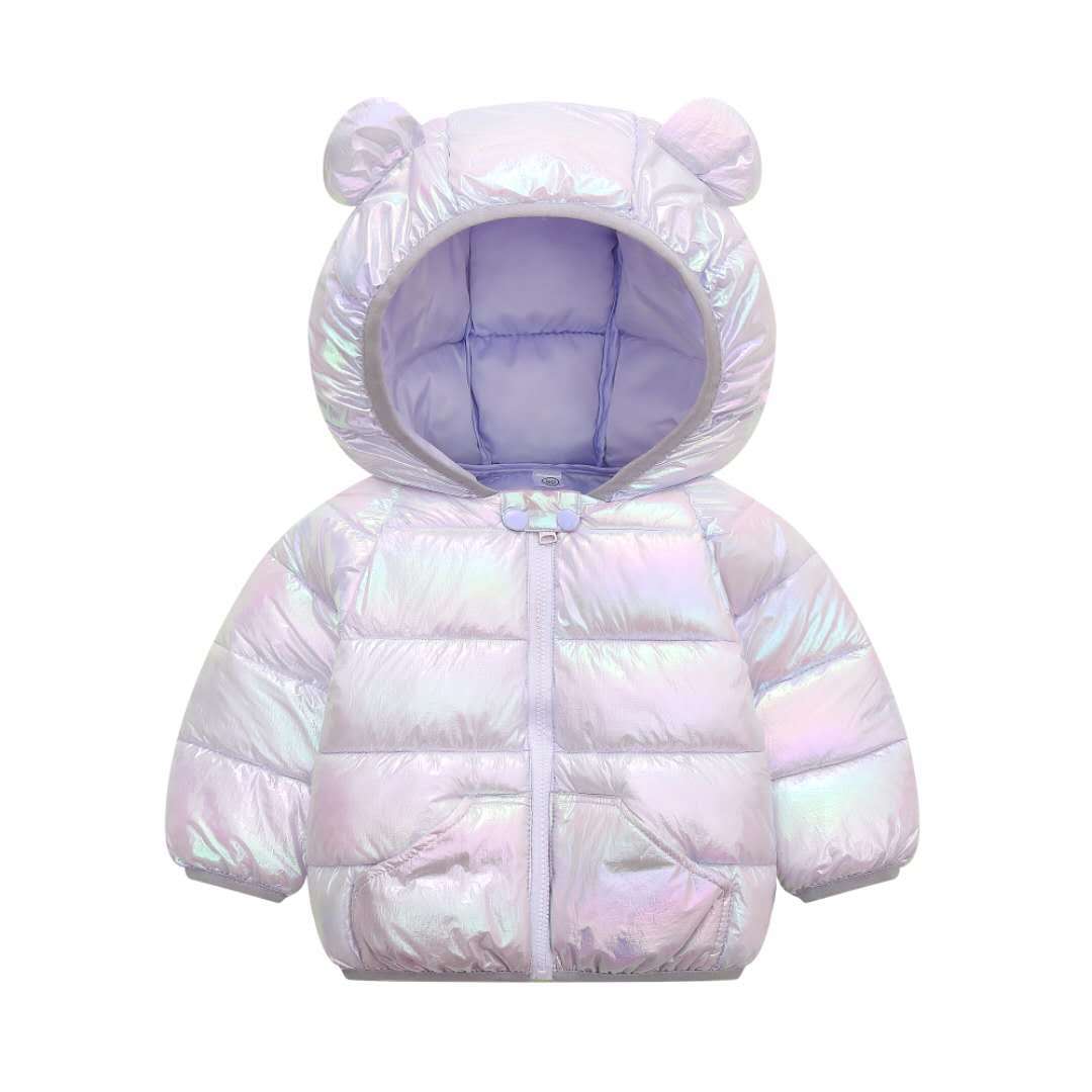 Bebé fuera de temporada otoño e invierno colorido abajo Abrigo acolchado de algodón para niños y niñas lindo orejas Abrigo acolchado de algodón ropa para niños