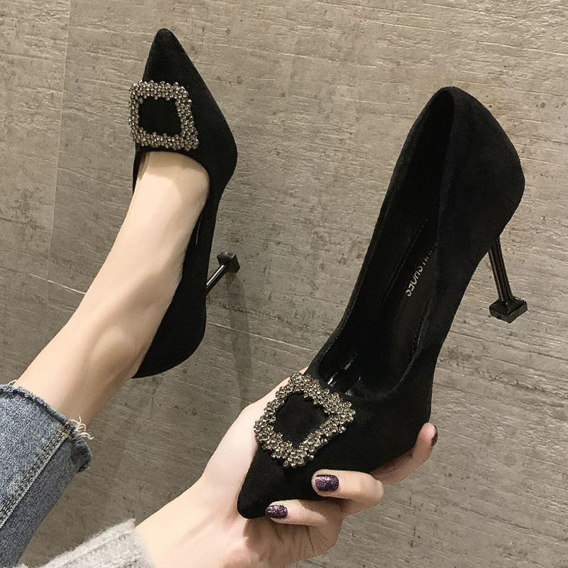 Туфли на тонком каблуке, женские балетки, осенняя обувь 2025, модные деловые туфли на высоком каблуке, черные женские туфли, износостойкие для весны