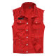 Trendy men's spring/summer autumn vest red Korean style slim fit handsome rivet sleeveless vest trendy vest