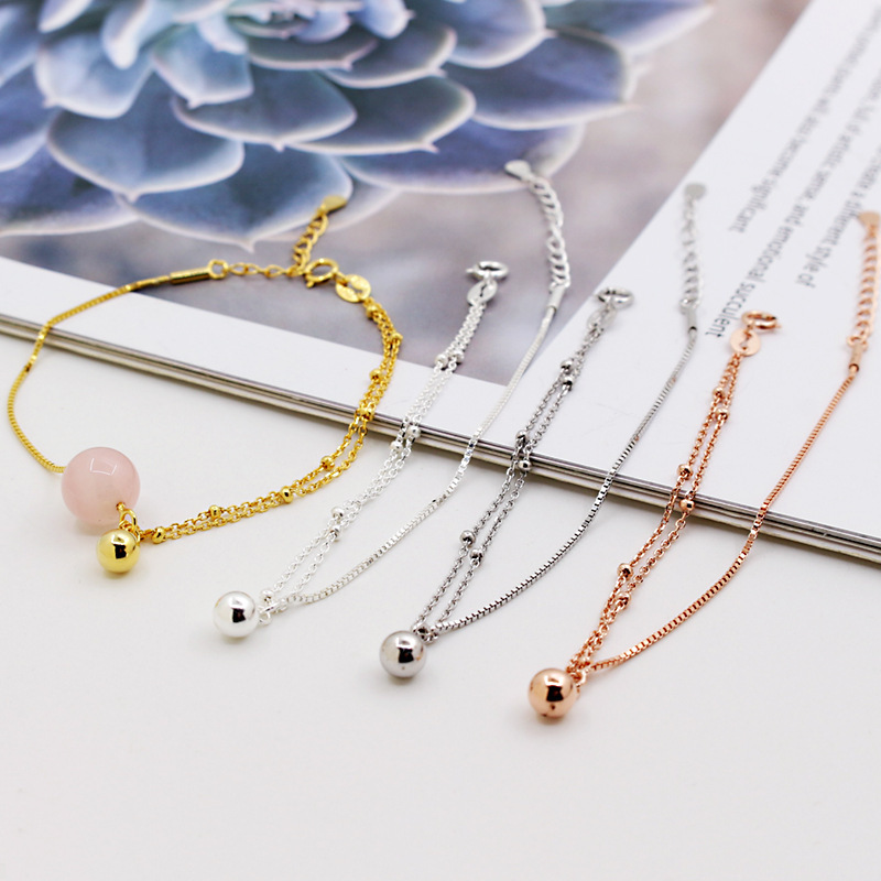 S925 Sterling Silver Screw Button Box Chain DIY Bracelet Bracelet Passepartout Cross Chain Screw Buckle Simple Bracelet