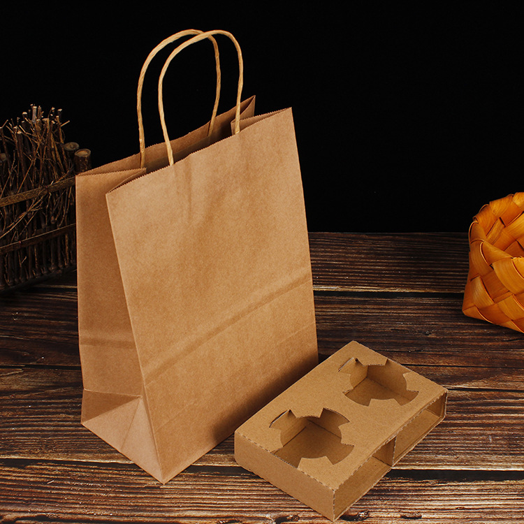 厂家现货奶茶咖啡外卖瓦楞杯托牛皮纸杯托单双内托四杯托底座纸袋