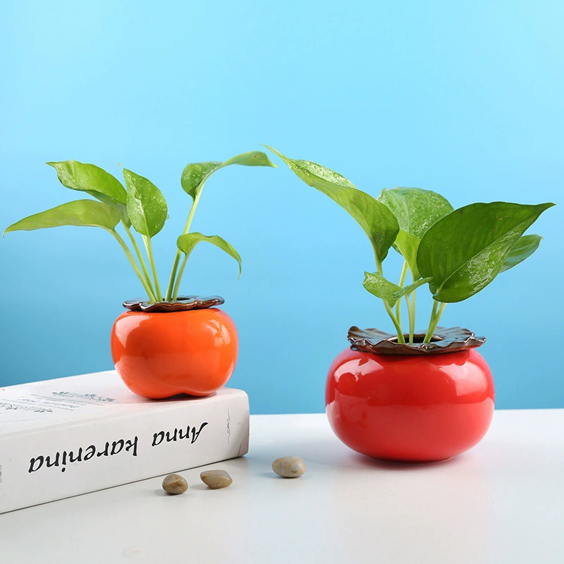 Креативные Украшения Из Хурмы Простые медные деньги Трава Зеленая Роза Цветочный горшок Керамический Настольный гидропонный праздничный контейнер для украшения