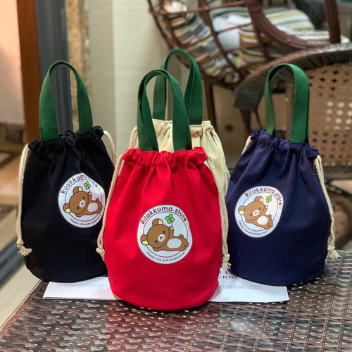New canvas drawstring portable handbag, thermos cup, stew beaker, protective bag, thermos bucket bag, portable mother's bag
