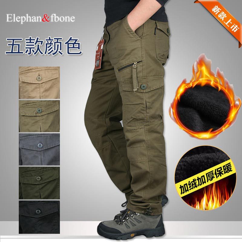 Venta al por mayor y exportación de terciopelo, otoño, pantalones casuales al aire libre, monos de varios bolsillos, pantalones anchos de varios bolsillos para hombres, pantalones de otoño para hombres