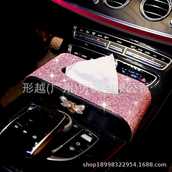 Diamond Inlay Tissue Box-Little Bee Powder Diamond