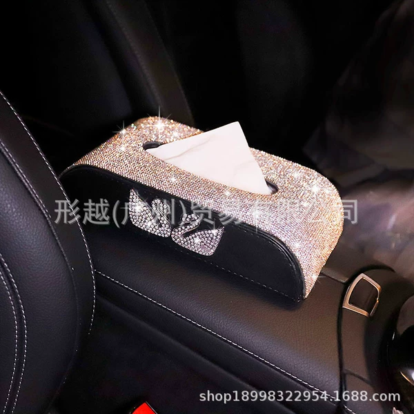Diamond-inlaid tissue box-Double swan white diamond