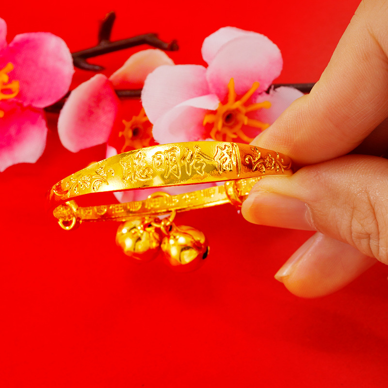 Lujo imitación 24K oro pulsera bebé pulsera inteligente al por mayor estilo étnico larga vida rica niños regalo