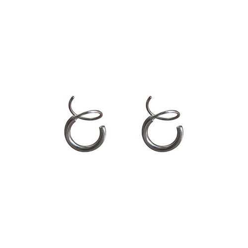 Ganjia s925 silver double layer spiral ear hoop earrings new trendy simple cold style retro ear jewelry women's niche