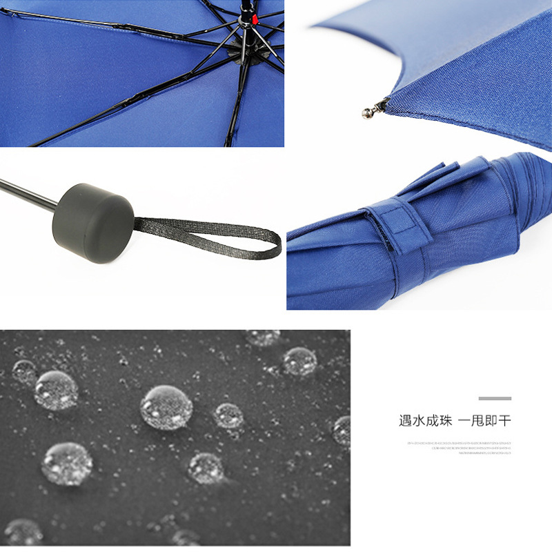 Wholesale Business Umbrella Men's 3-fold Manual Simple Plain Color Ad Print Logo Sunshade Folding Advertising Umbrella
