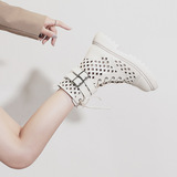 Martens, дышащие летние черные ботинки в английском стиле, универсальные тонкие короткие сапоги, в британском стиле, средней длины