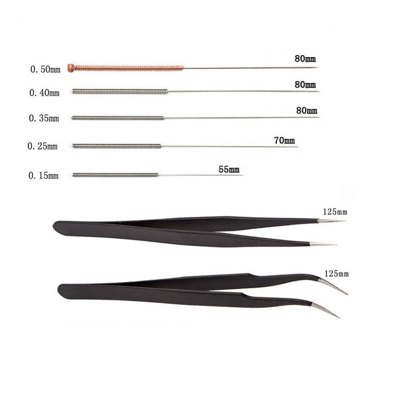 Boquilla aguja de limpieza boquilla de la impresora 3D kit de herramientas de limpieza boquilla de limpieza de perforación de acero inoxidable con pinzas