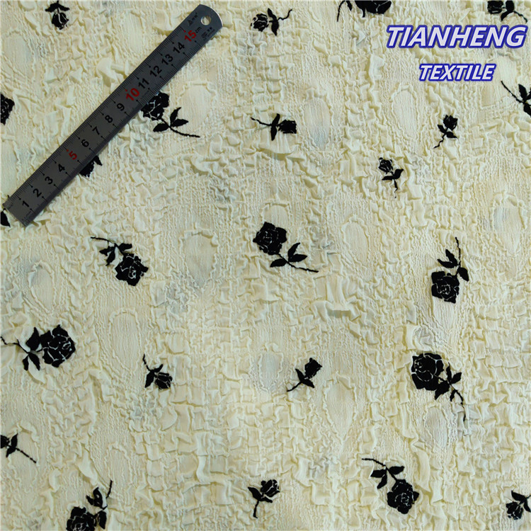 A-0219#压褶绣玫瑰花时尚女装童装衬衫连衣裙服饰发饰DIY手作面料