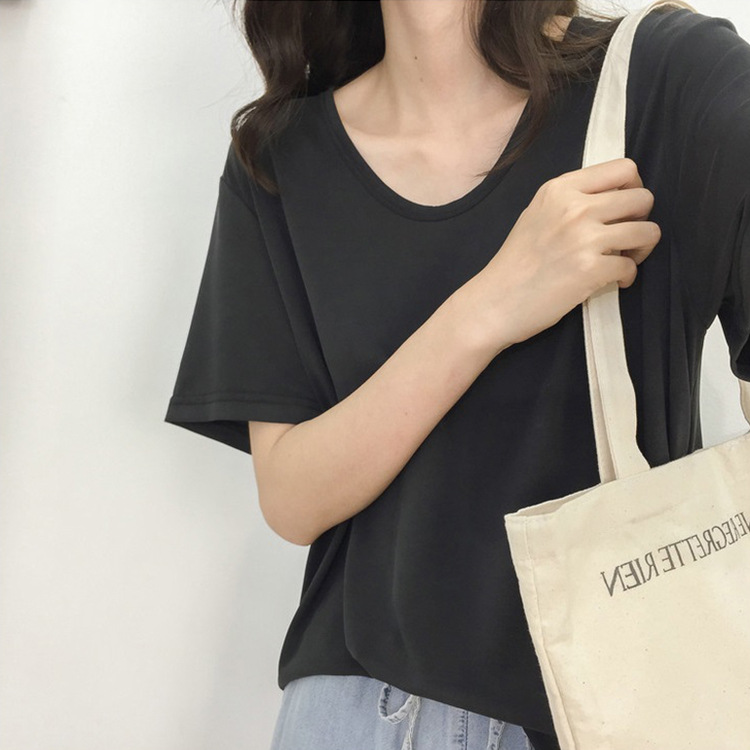 Camiseta de manga corta para mujer 2025, top moderno con cuello en V para mujer, nuevo estilo de verano, adelgazante, venta al por mayor transfronteriza