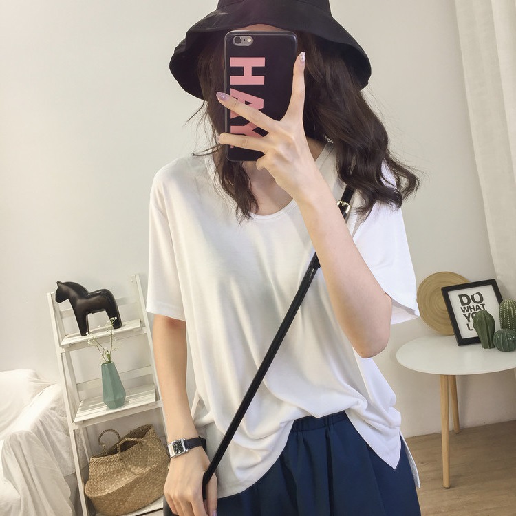 Camiseta de manga corta para mujer 2025, top moderno con cuello en V para mujer, nuevo estilo de verano, adelgazante, venta al por mayor transfronteriza