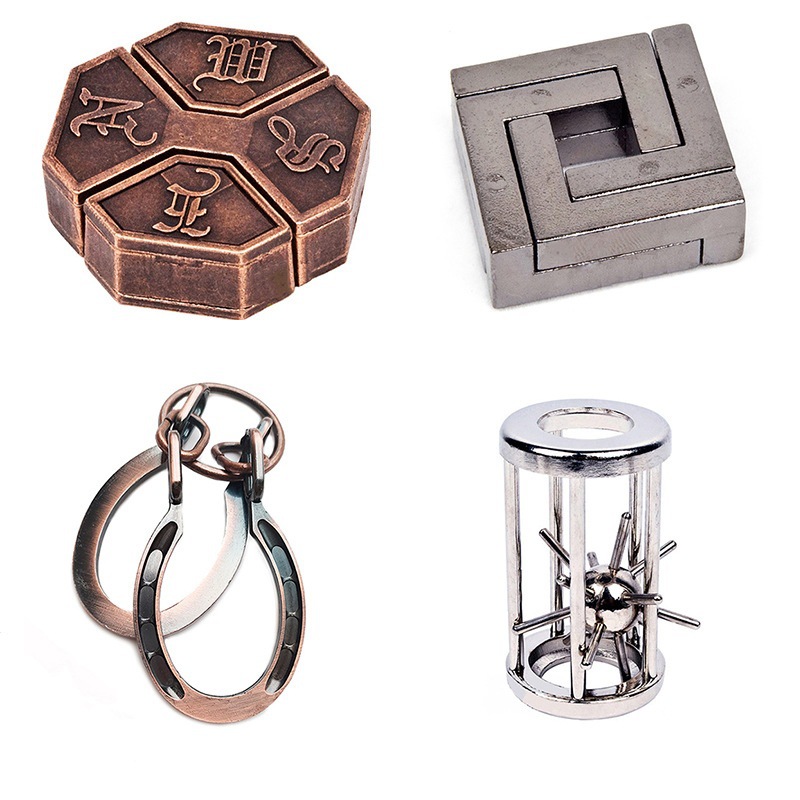 La magia del rompecabezas de oro de la aguja de herradura de bloqueo cuadrado desbloquear Luban bloqueo cerebro ardiente Kong Ming triángulo de bloqueo de la cadena de alta IQ pick-up image 141