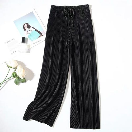 2025 Trendy Spring Loose Casual Sheer Chiffon Pants Ice Silk Women's Skirts Pleated Slimming Wide Leg Pants for Women Wholesale