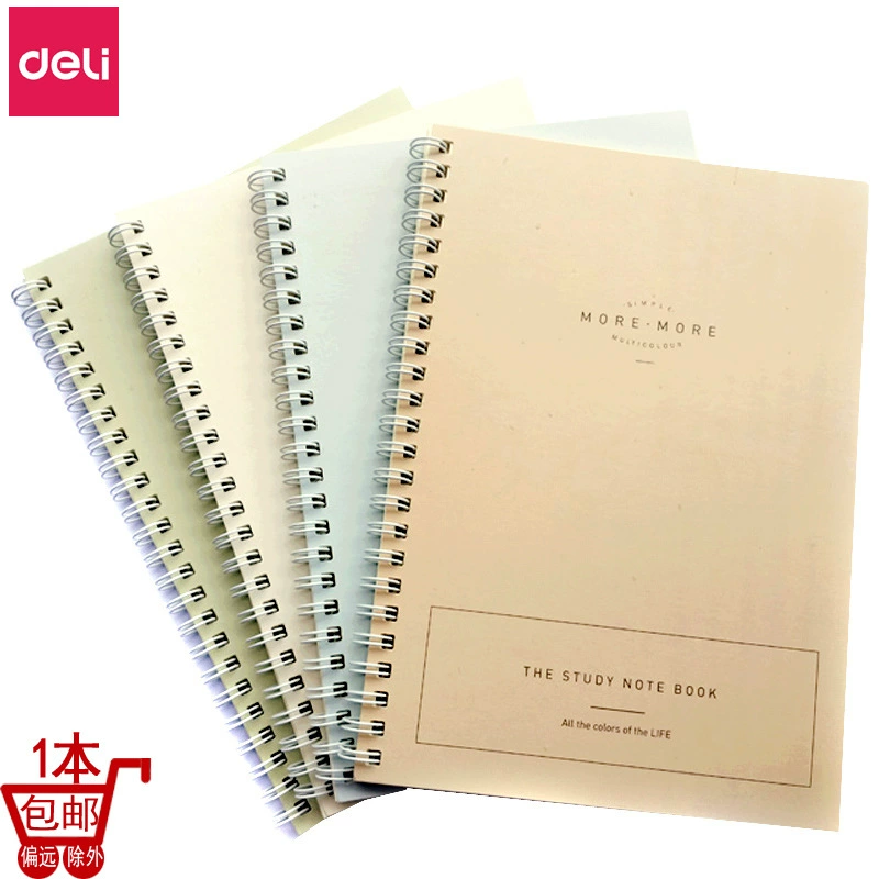 Spiral Notebook (Deli) A5, 60 pages, coil-bound student notepad, random cover color