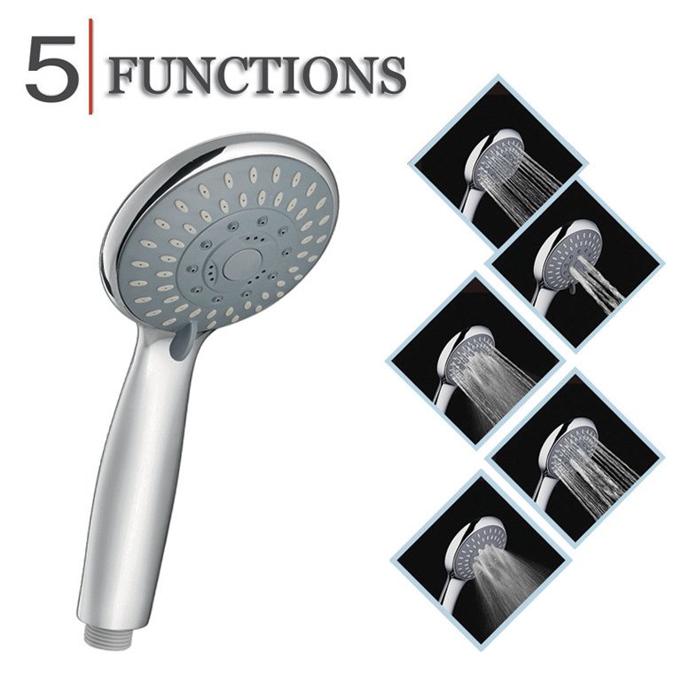 Amazon Hot Sale Shower ABS Electroplating Five Function Spray Massage Water Saving Supercharged Hand Shower Head