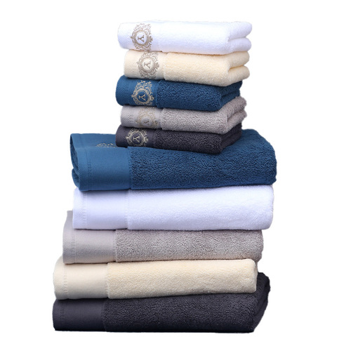 High-Grade Hotel Quality Pure Cotton Bath Towels for Men and Women, Non- shedding, Thick and Absorbent Shower Towels for Couples with Embroidered Logo