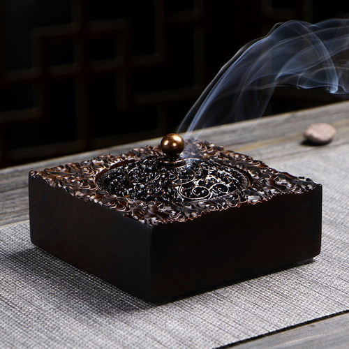 Black sandalwood incense burner home indoor sandalwood burner large wooden coil Xiangyun agarwood burner creative tea ceremony ornaments