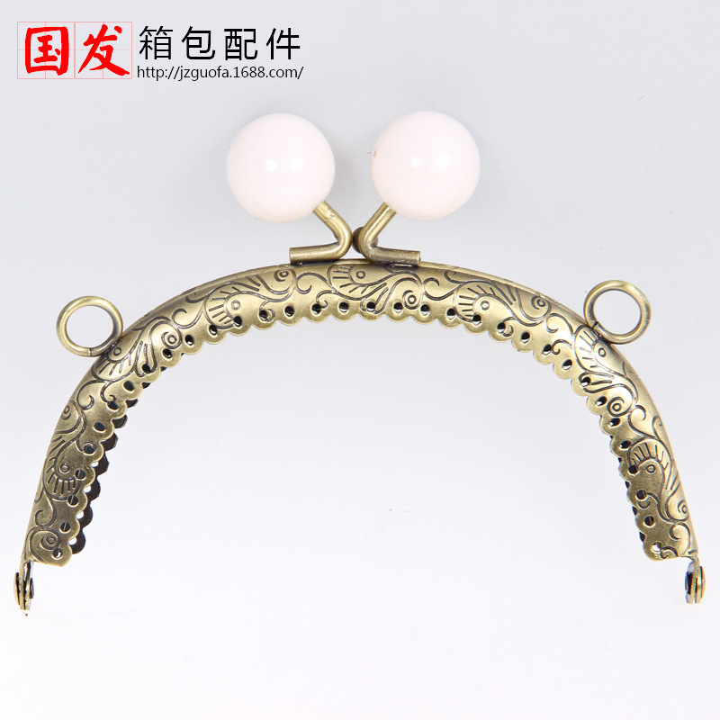 12,5 CM arco dragón fénix flor encaje cabeza de caramelo boca oro 20MM cabeza de cuentas bronce 24 colores 0396-GT