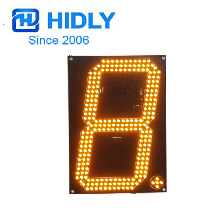 12寸黄色斜8字板LED油价显示牌供货商7段黄色数字显示屏